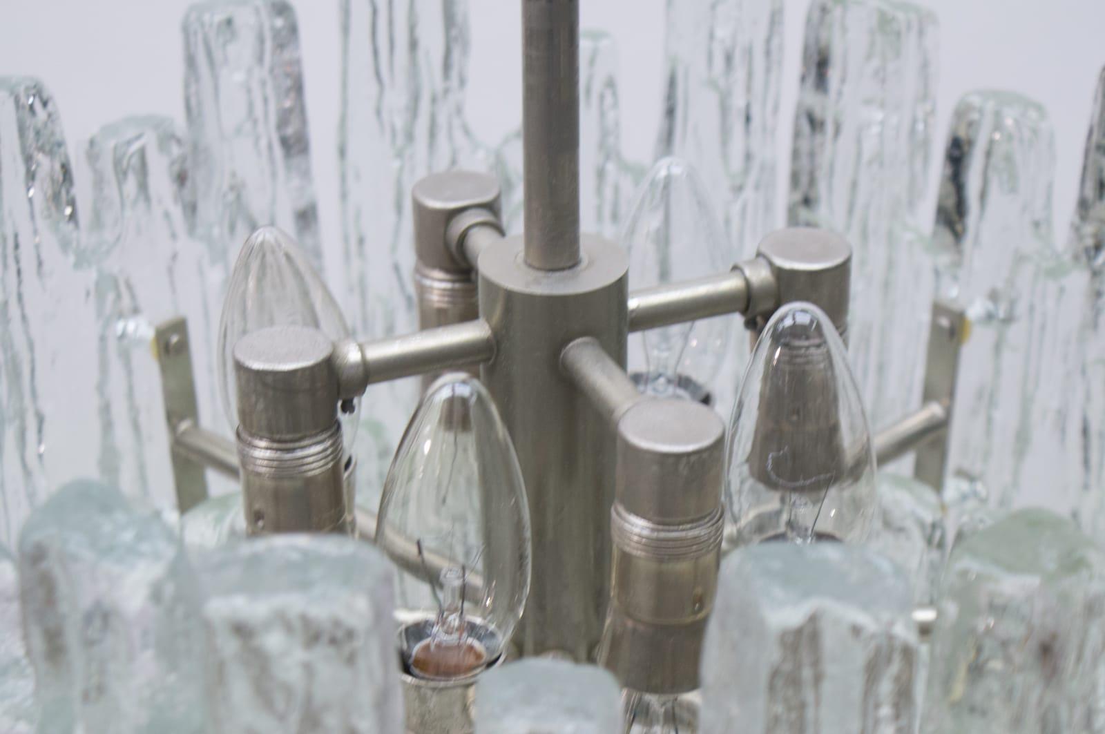 Mid-Century Modern Ice Glass Chandelier from Kalmar, Austria, 1960s 1