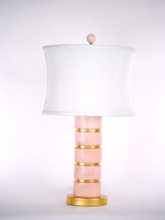 Mid-Century Modern Ice Pink Jade / Giltwood Base Table Lamp