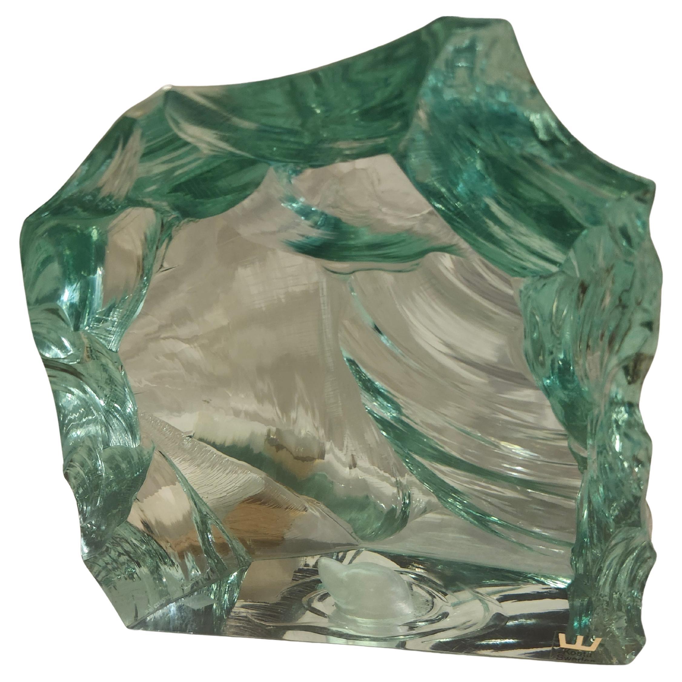 Mid-Century Modern Ice Sculpture Etched Seal by Vicke Lindstrand for Kosta Boda