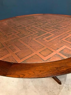 Mid-Century Modern Copper and Hardwood Coffee Table
