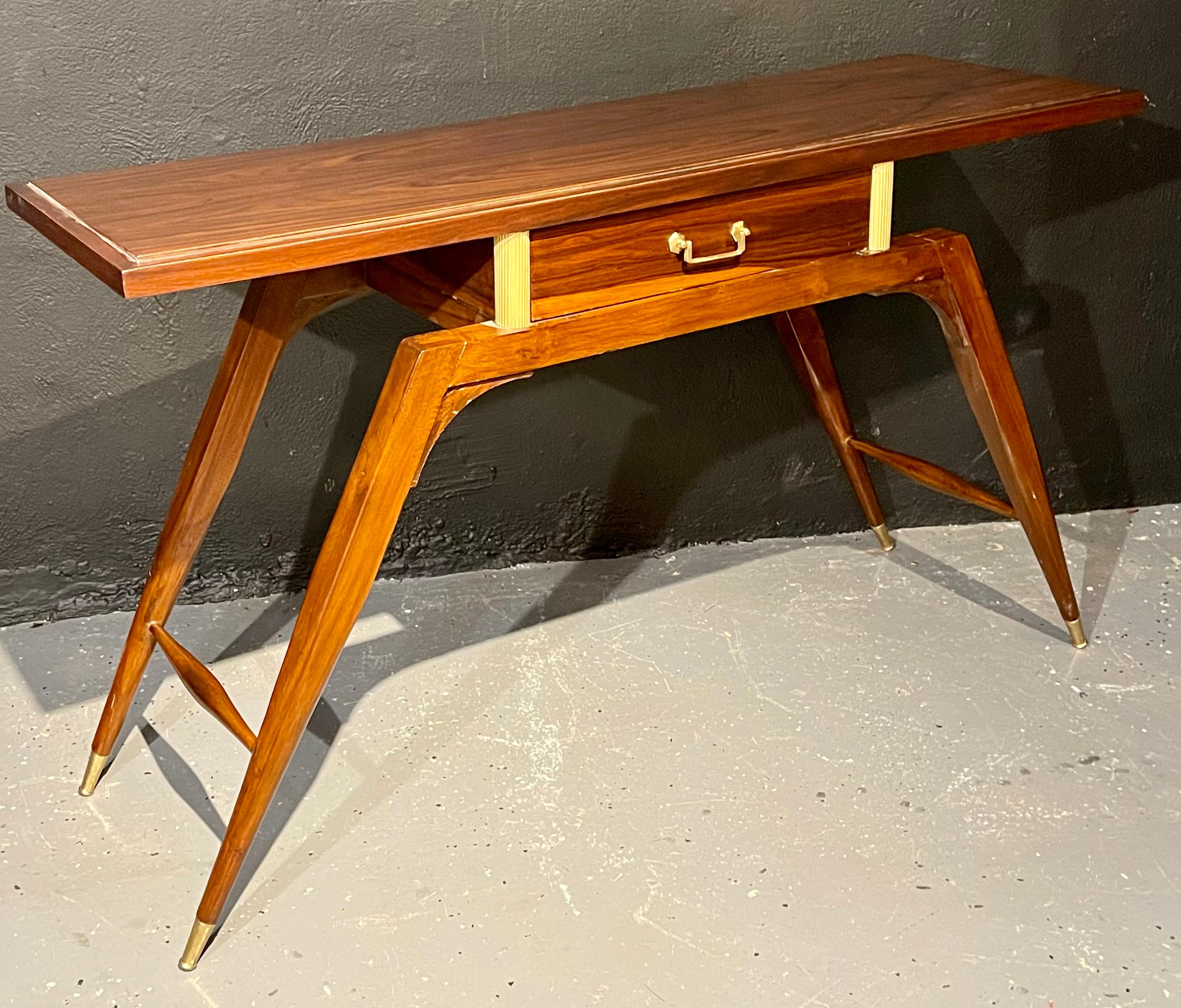 Wood Mid-Century Modern Ico Parisi Style Console/Desk Table, Italian