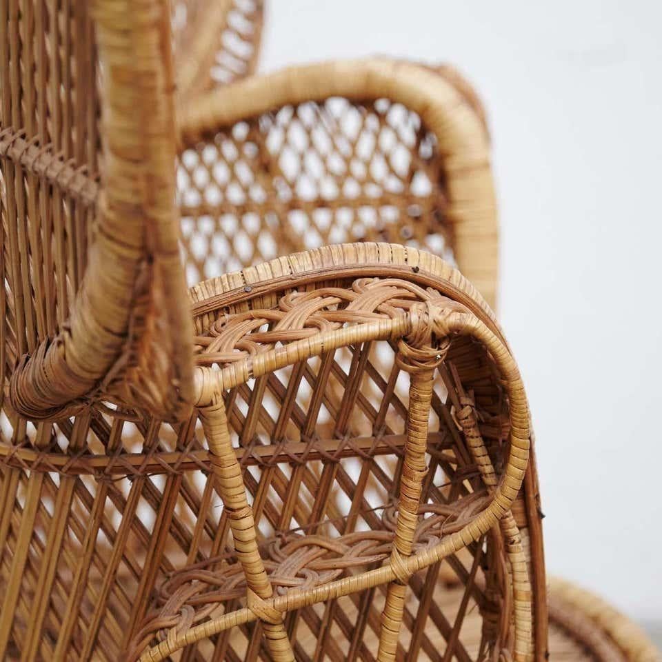 Sillón moderno de mediados de siglo Emmanuelle grande de mimbre y ratán de mediados de siglo en venta 3