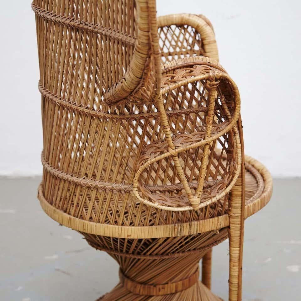 Sillón moderno de mediados de siglo Emmanuelle grande de mimbre y ratán de mediados de siglo en venta 4