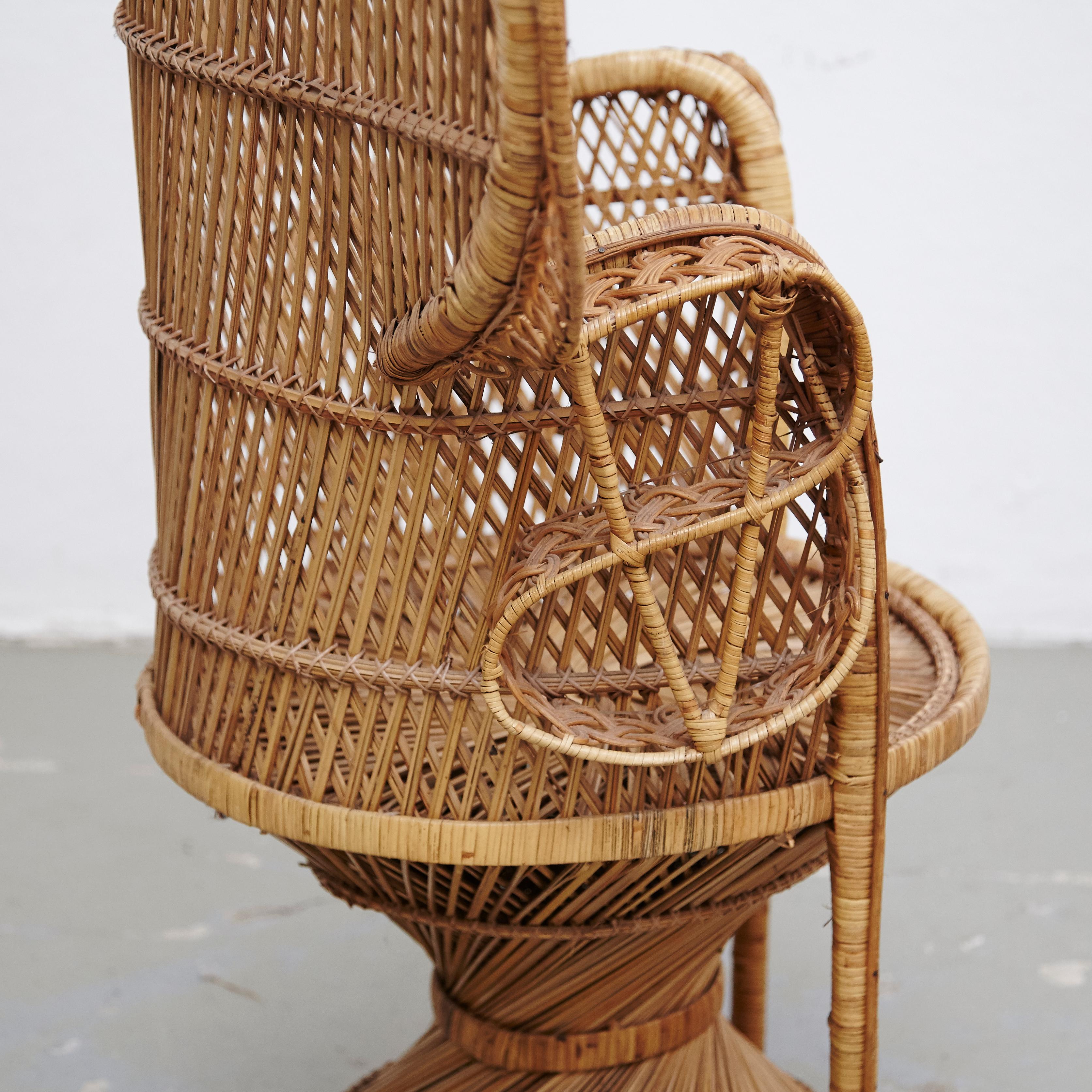 Grand fauteuil emblématique en osier et rotin Emmanuelle, moderne du milieu du siècle dernier 4