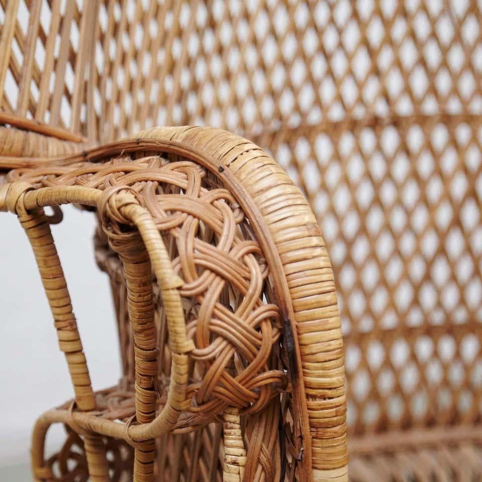 Bamboo Mid-Century Modern Iconic Large Emmanuelle Wicker Rattan Midcentury Armchair For Sale