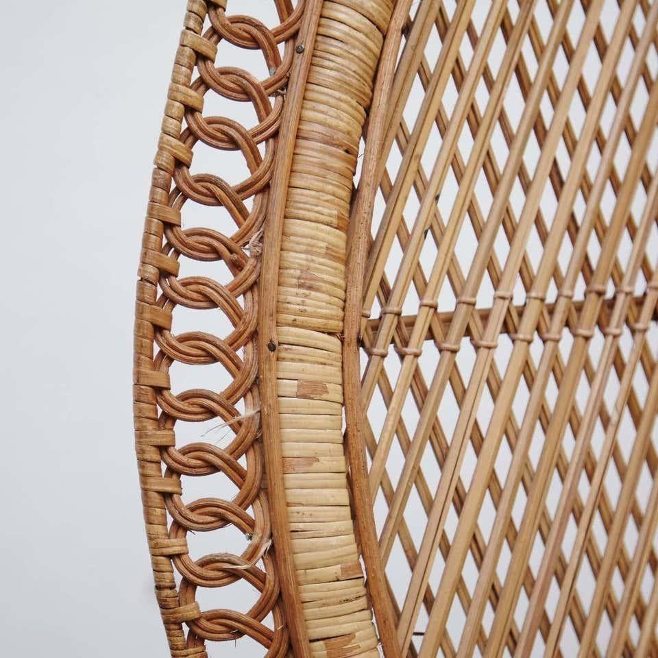 Sillón moderno de mediados de siglo Emmanuelle grande de mimbre y ratán de mediados de siglo Bambú en venta