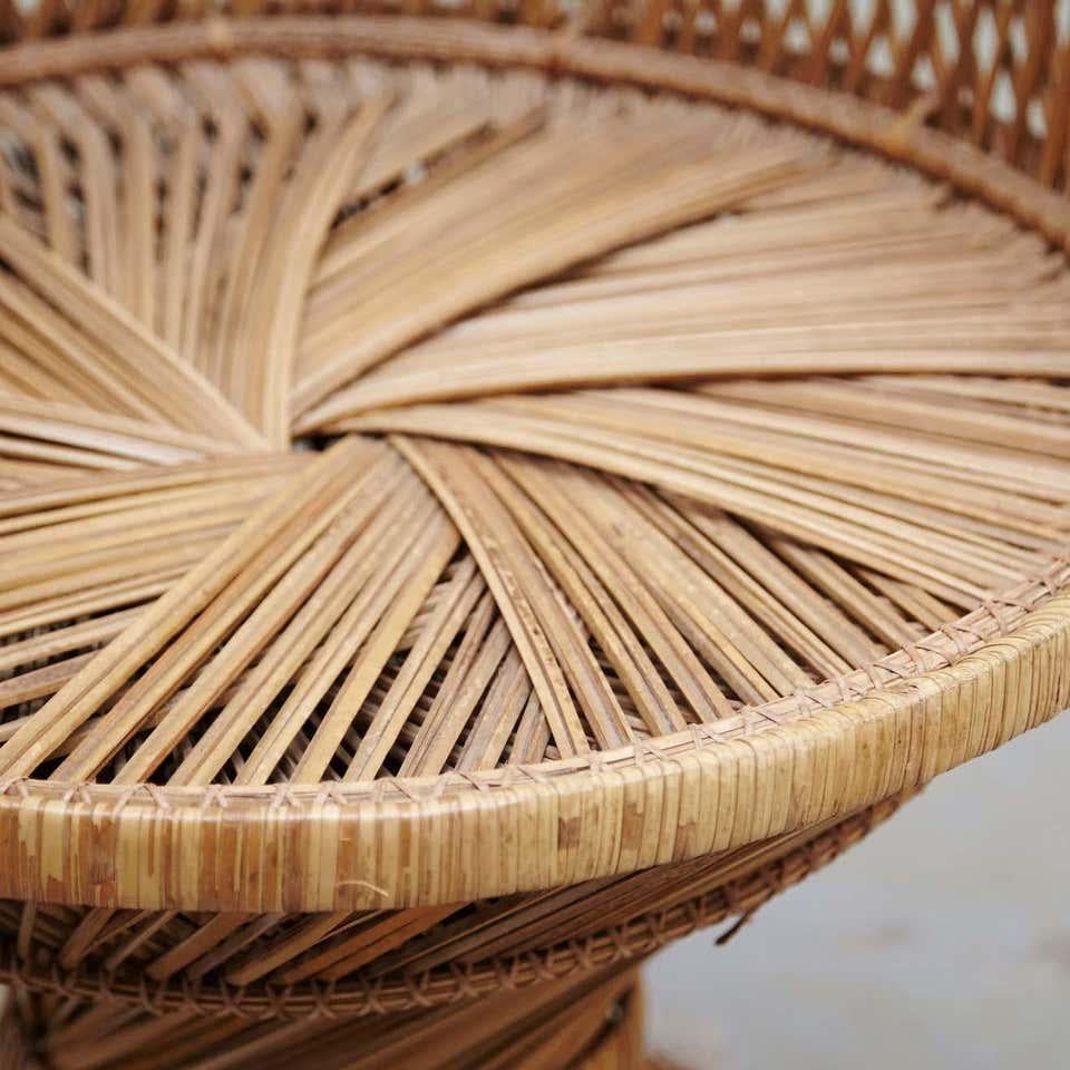 Bambou Grand fauteuil emblématique en osier et rotin Emmanuelle, moderne du milieu du siècle dernier en vente