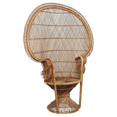 Mid-Century Modern Iconic Large Emmanuelle Wicker Rattan Midcentury Armchair