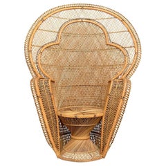 Mid-Century Modern Iconic Large Emmanuelle Wicker Rattan Mid Century Armchair