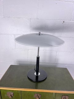 Mid-Century Modern IKEA Table Lamp with Glass Shade and Chrome Base