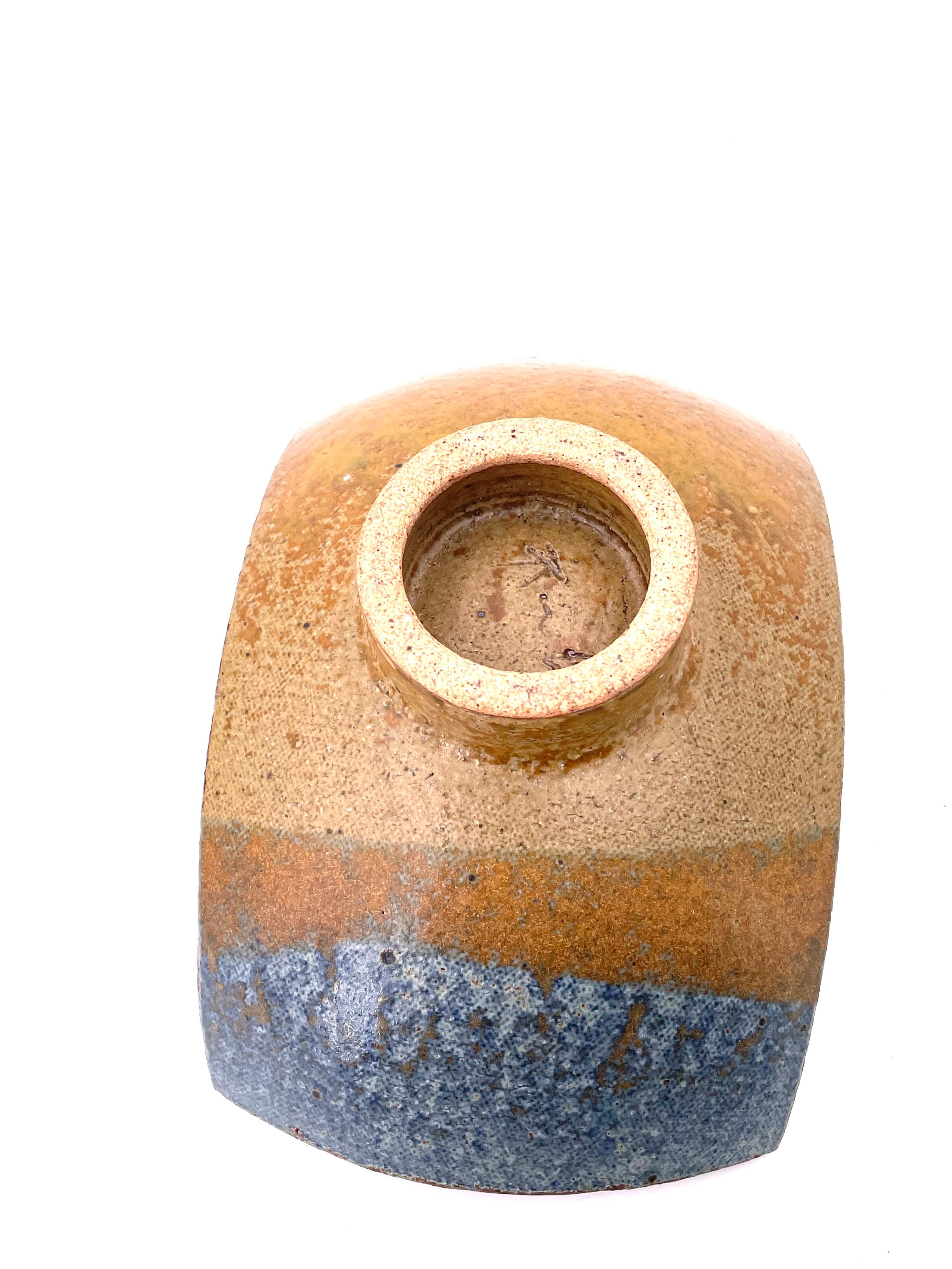 20th Century Mid-Century Modern Ikebana Style Ceramic Cath-it-all Bowl Stoneware