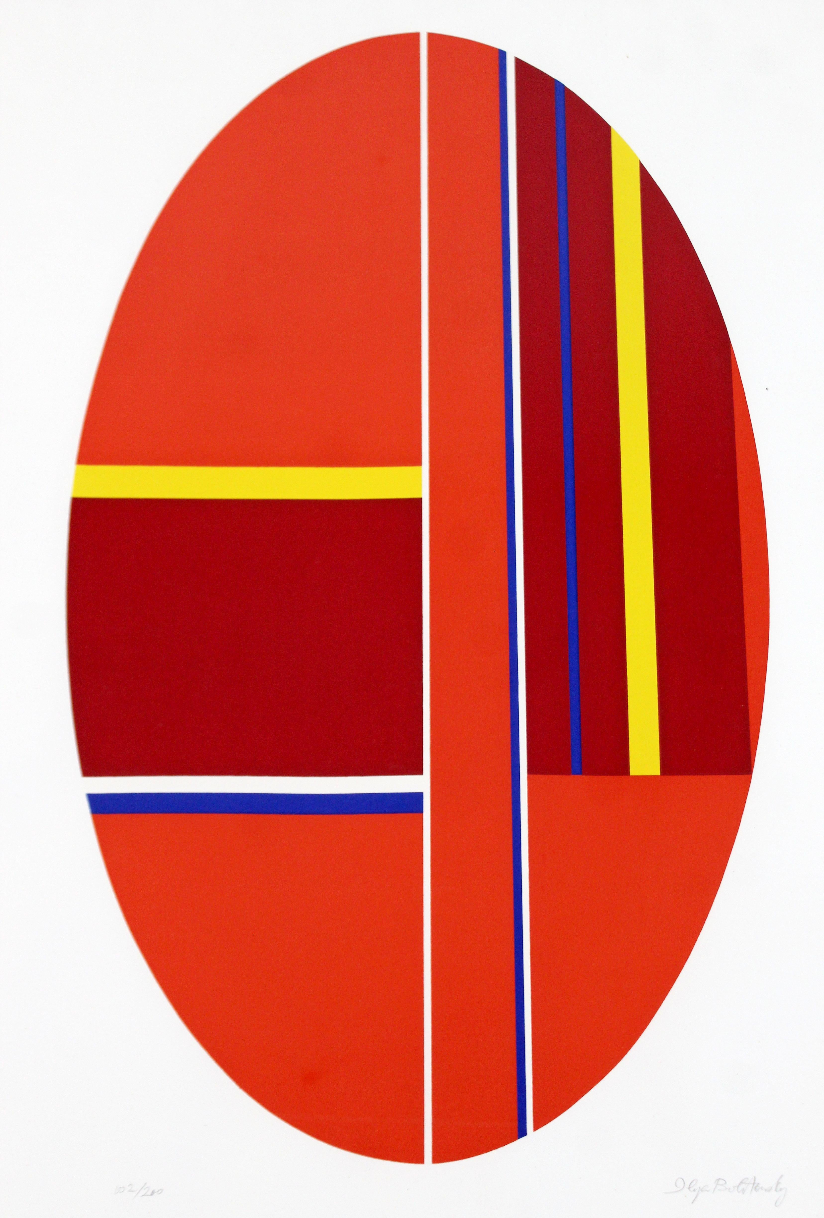 For your consideration is an attractive, framed serigraph, signed and numbered by Ilya Bolotowsky, 102/200, circa 1970s. In excellent condition. The dimensions are 23