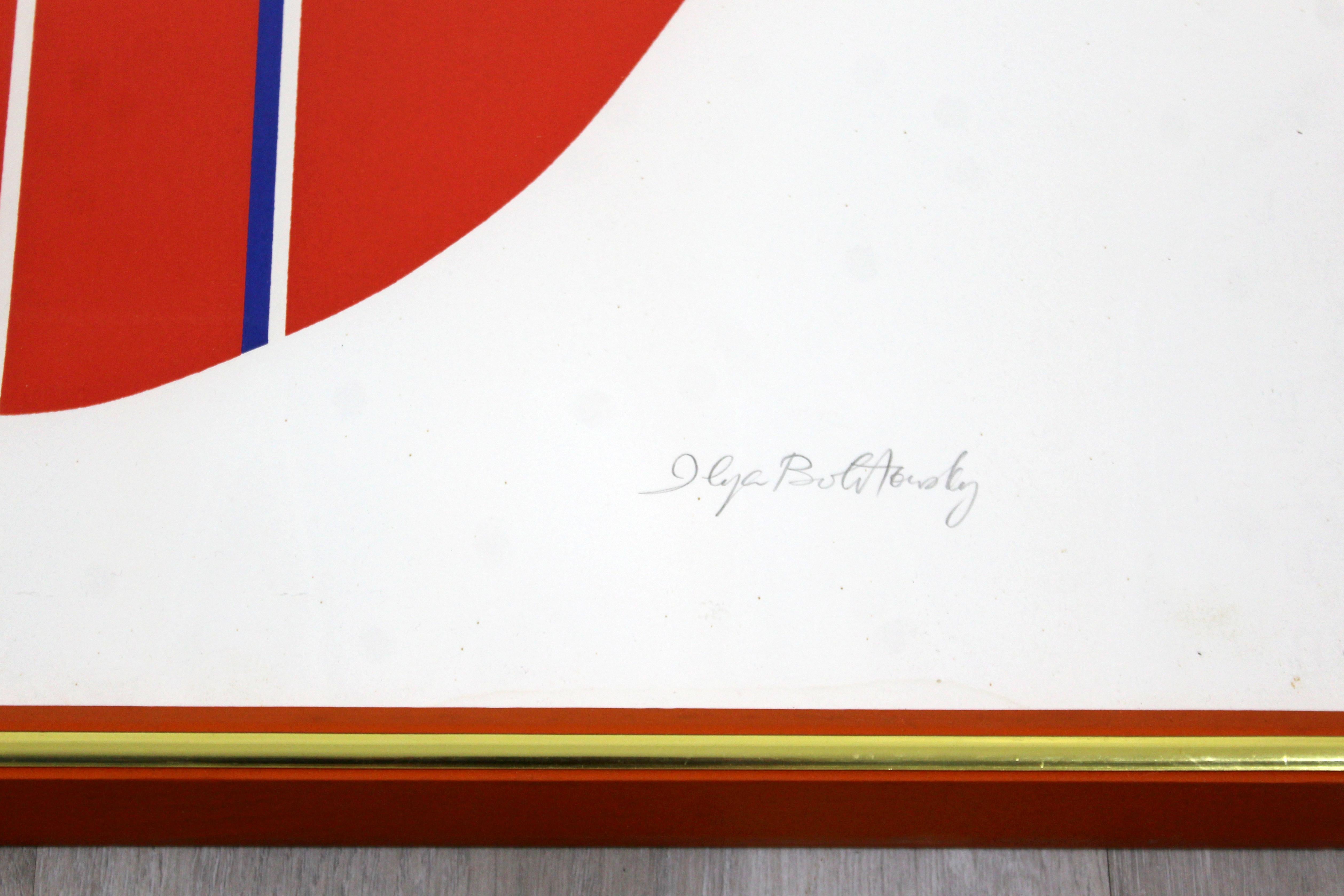 Paper Mid-Century Modern Ilya Bolotowsky Framed Signed Serigraph Oval Geometric, 1970s