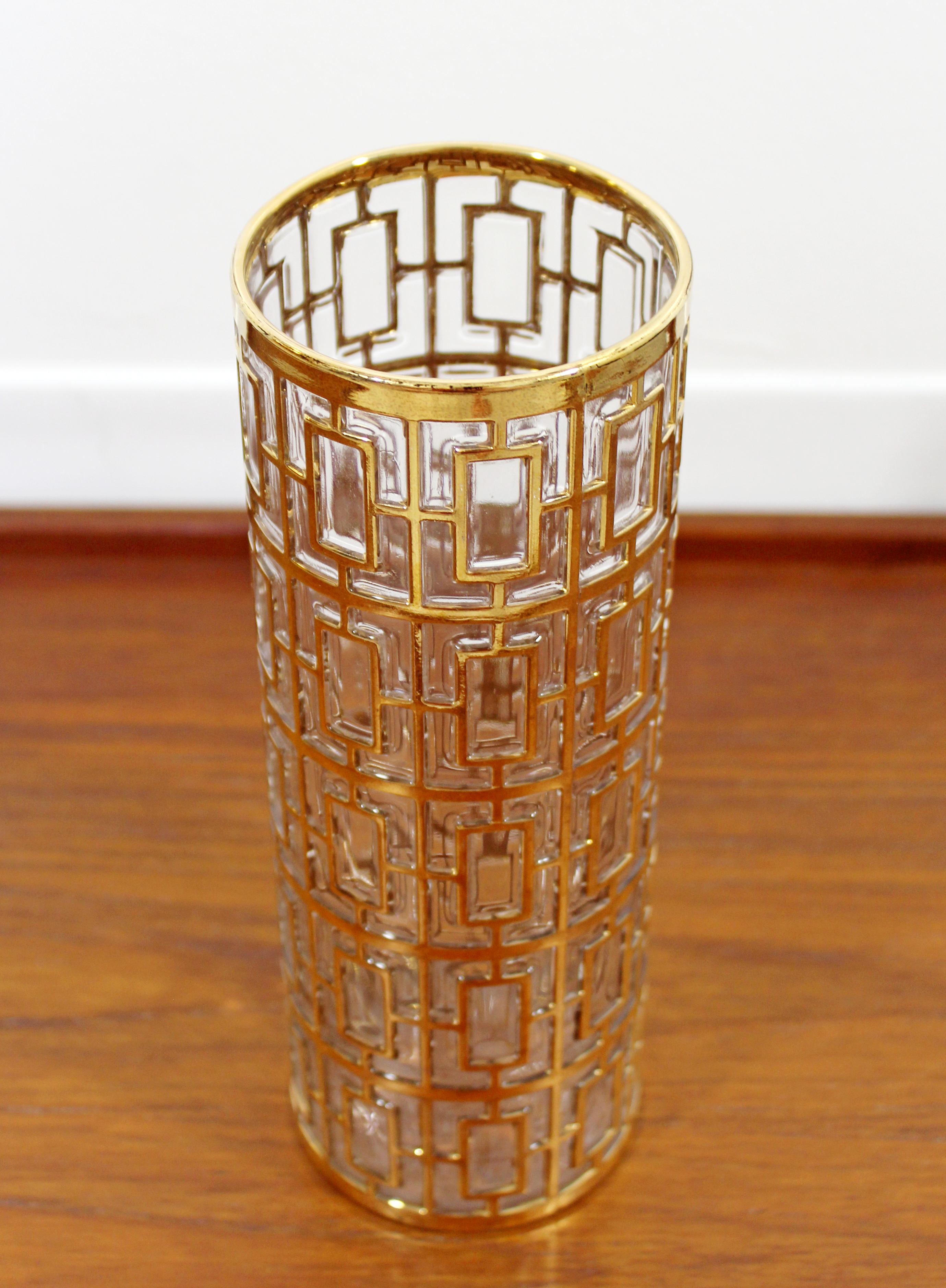 Mid-Century Modern Imperial Glass Co. Shoji Complete Set 22-Karat Gold, 1960s 4