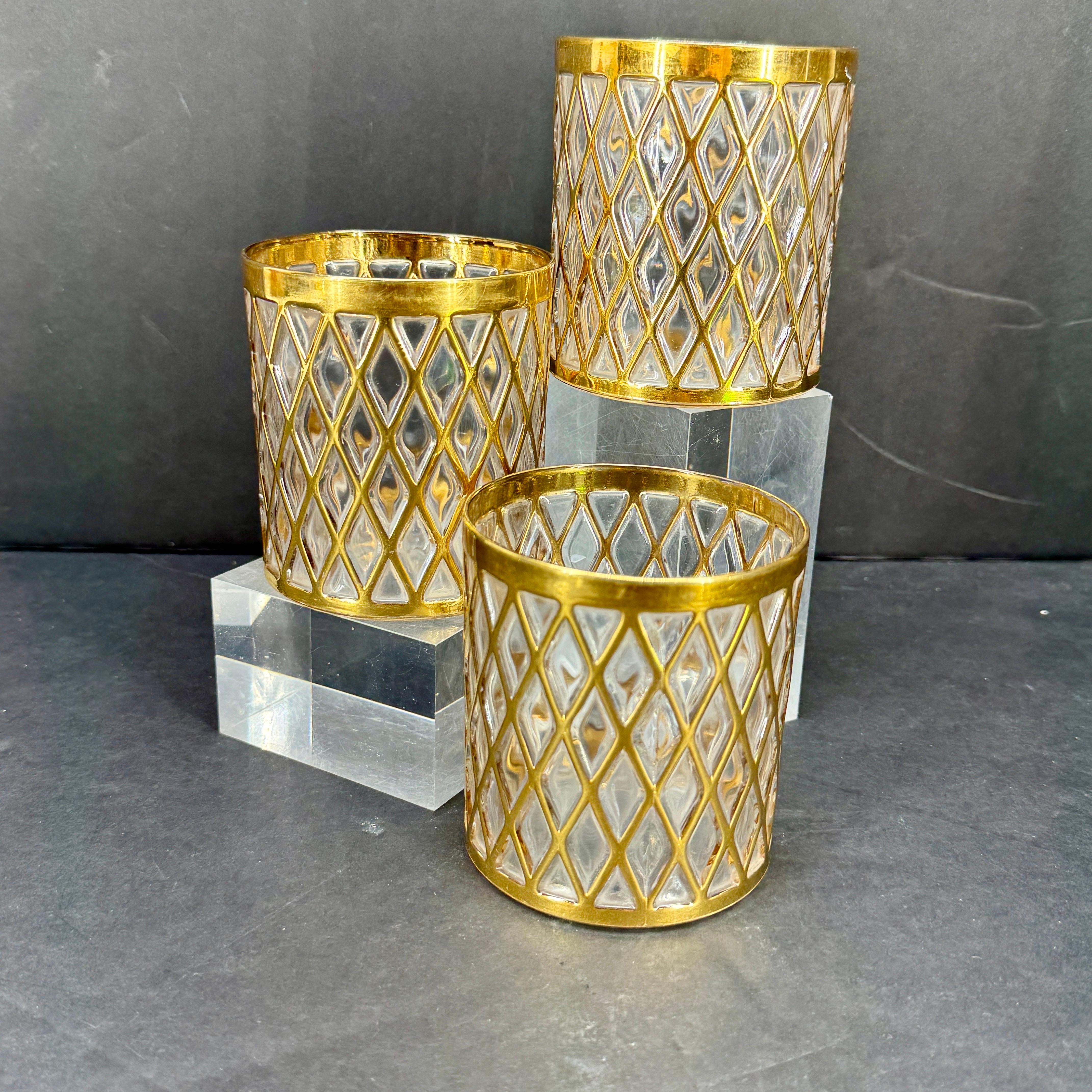 American Mid-Century Modern Imperial Glass Set of 3 Whiskey Glasses For Sale