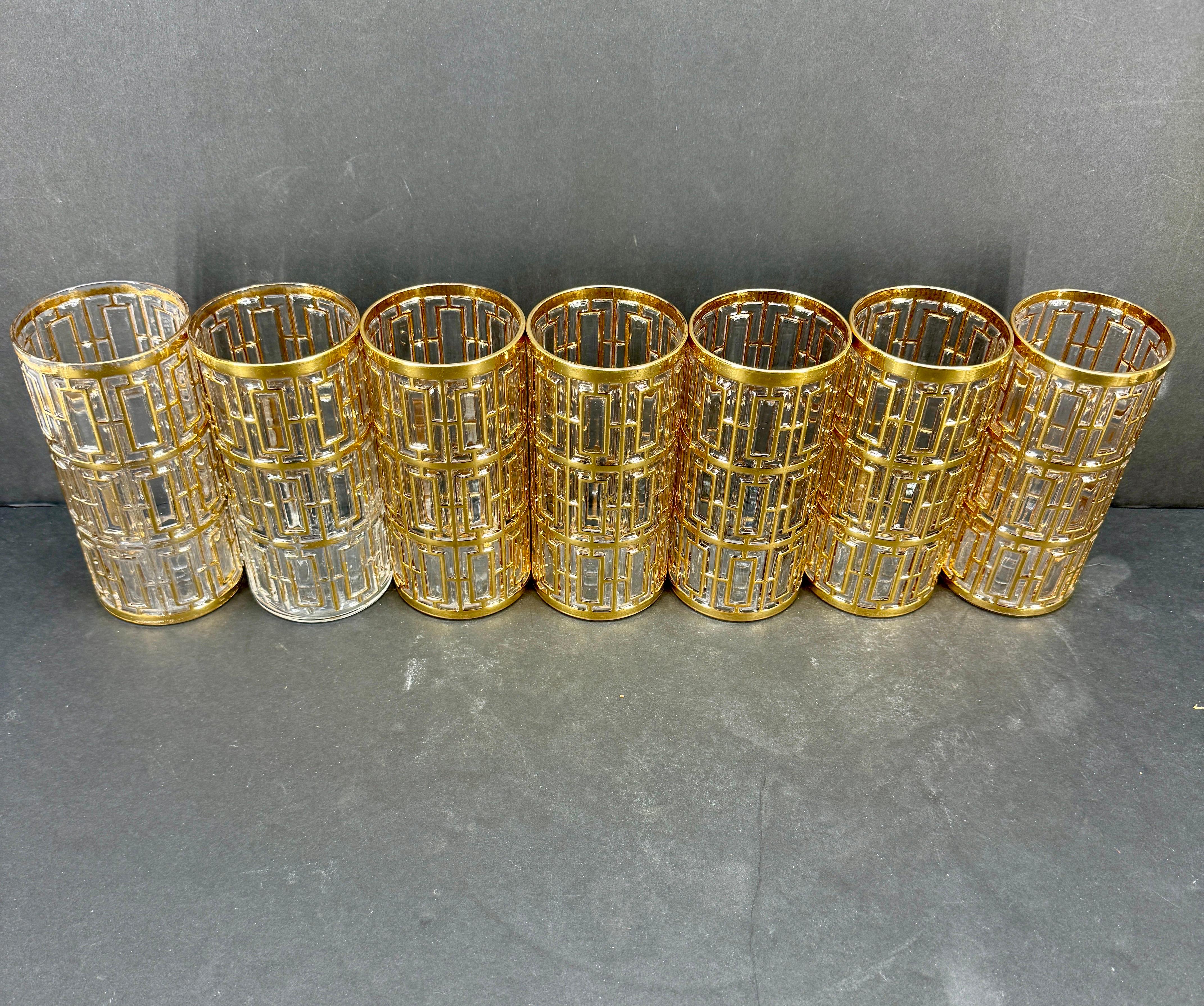 Juego de Bar de Cristal Imperial Shoji 22K Moderno de Mediados de Siglo en venta 6