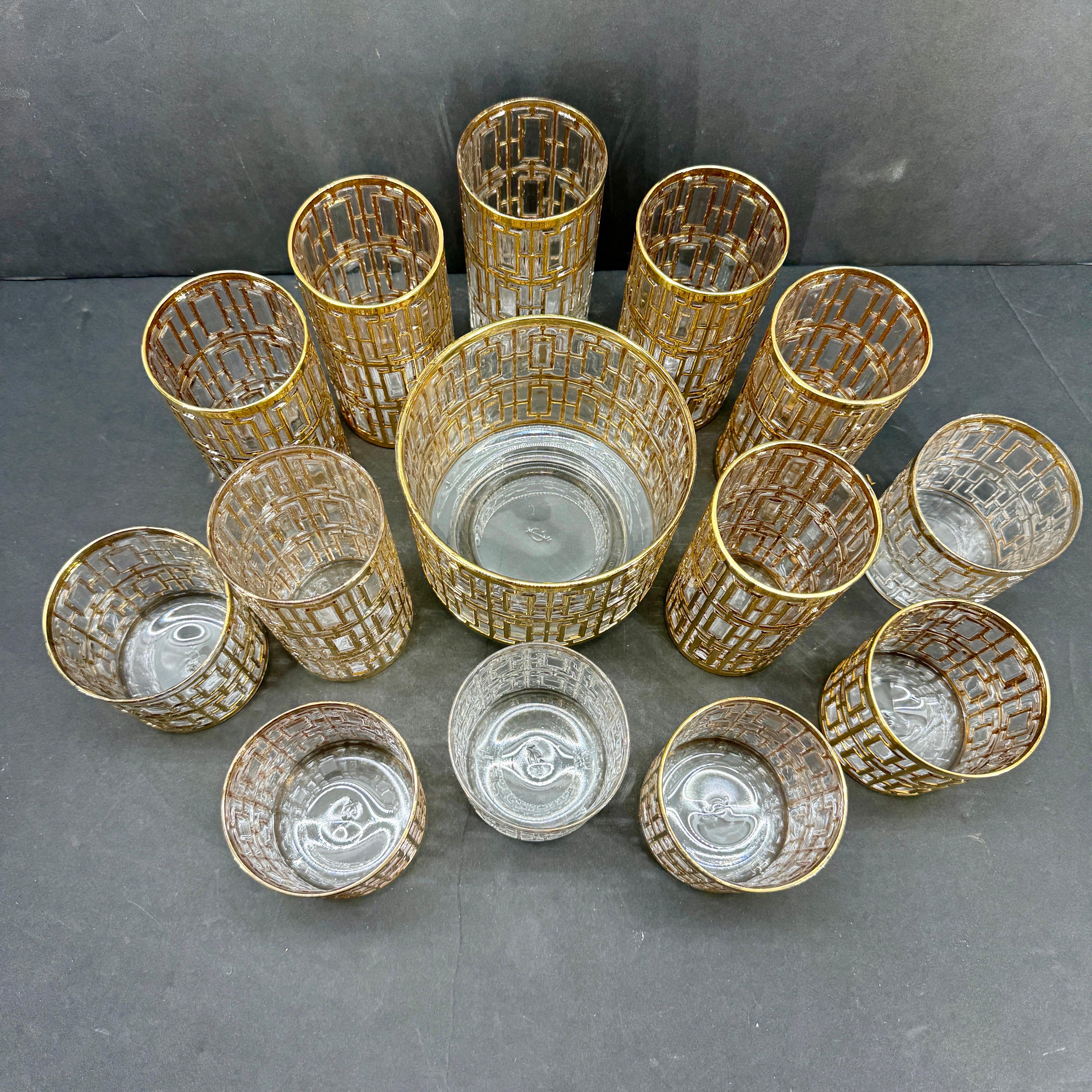 Juego de Bar de Cristal Imperial Shoji 22K Moderno de Mediados de Siglo en Bueno estado para la venta en Haddonfield, NJ