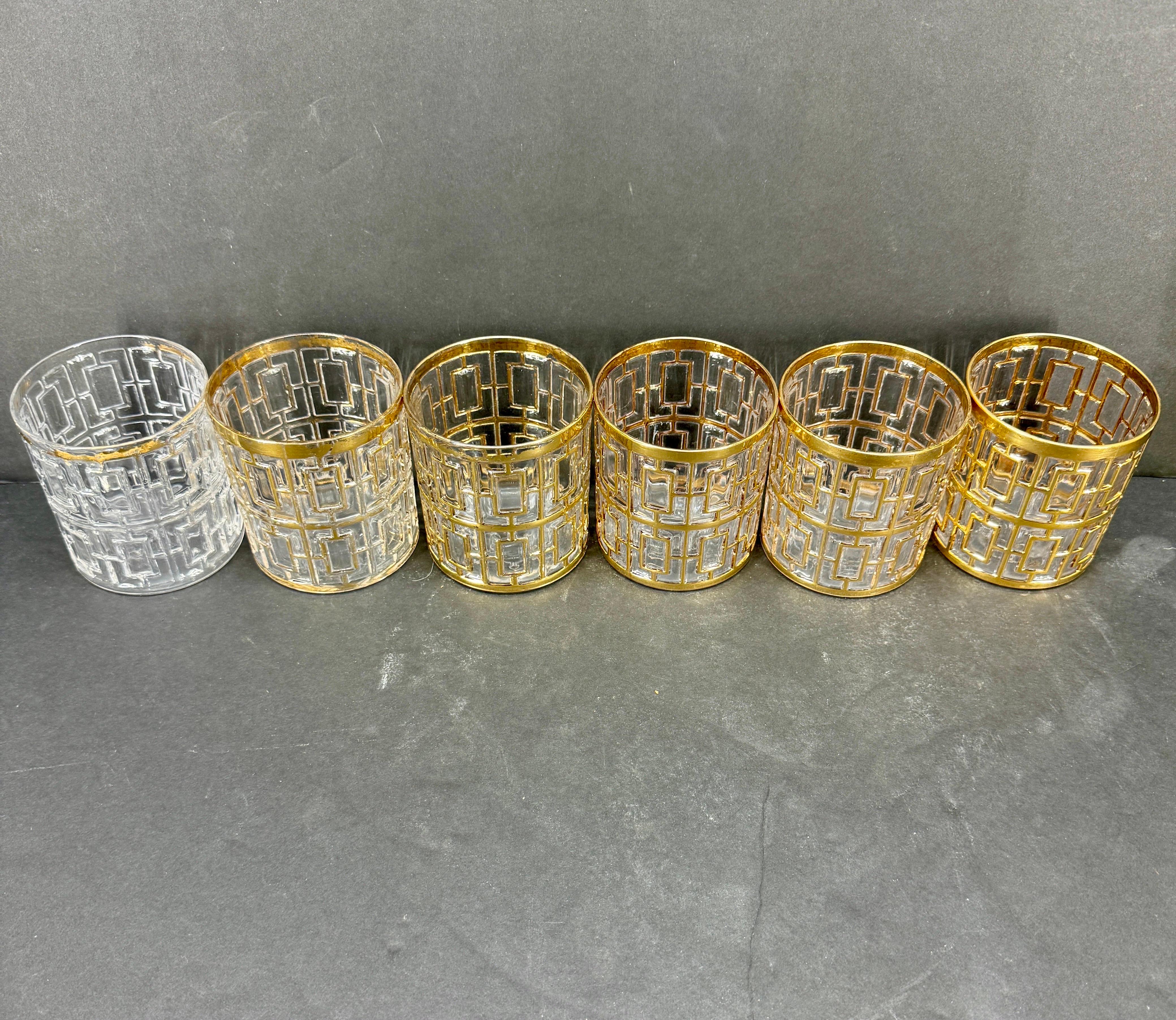 Juego de Bar de Cristal Imperial Shoji 22K Moderno de Mediados de Siglo en venta 1