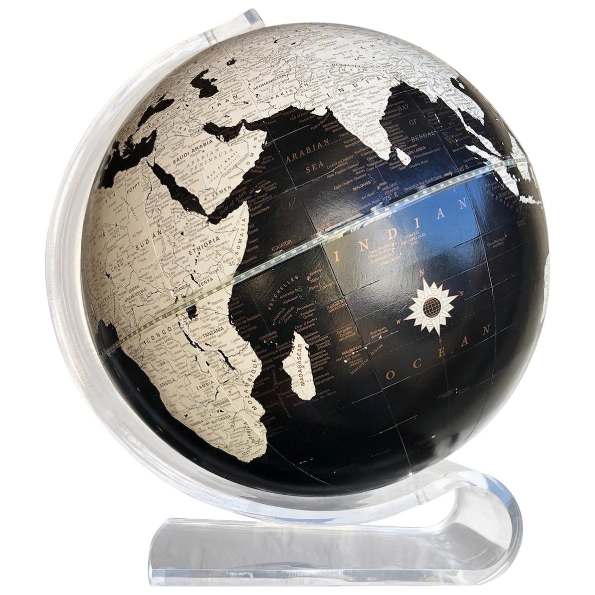 Mid-Century Modern Imperial World Globe on Lucite Stand by George F. Cram, 1970s