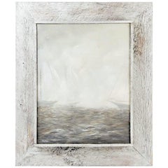 Mid-Century Modern Impressionism Painting "Sailboats in Morning Fog"