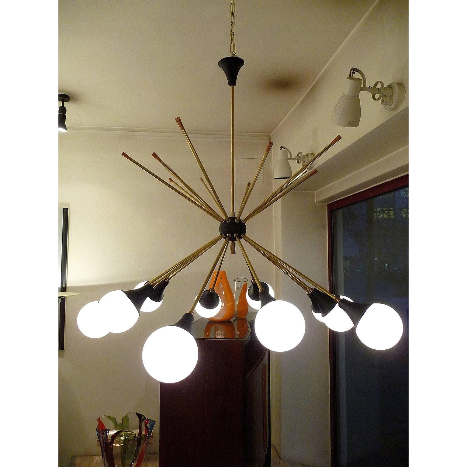 Lacquered Mid-Century Modern Impressive Italian Chandelier Attributed to G.C.M.E