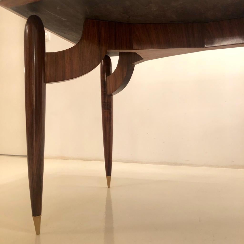 Brass Mid-Century Modern in the Style of Carlo Mollino Italian Dining Table For Sale