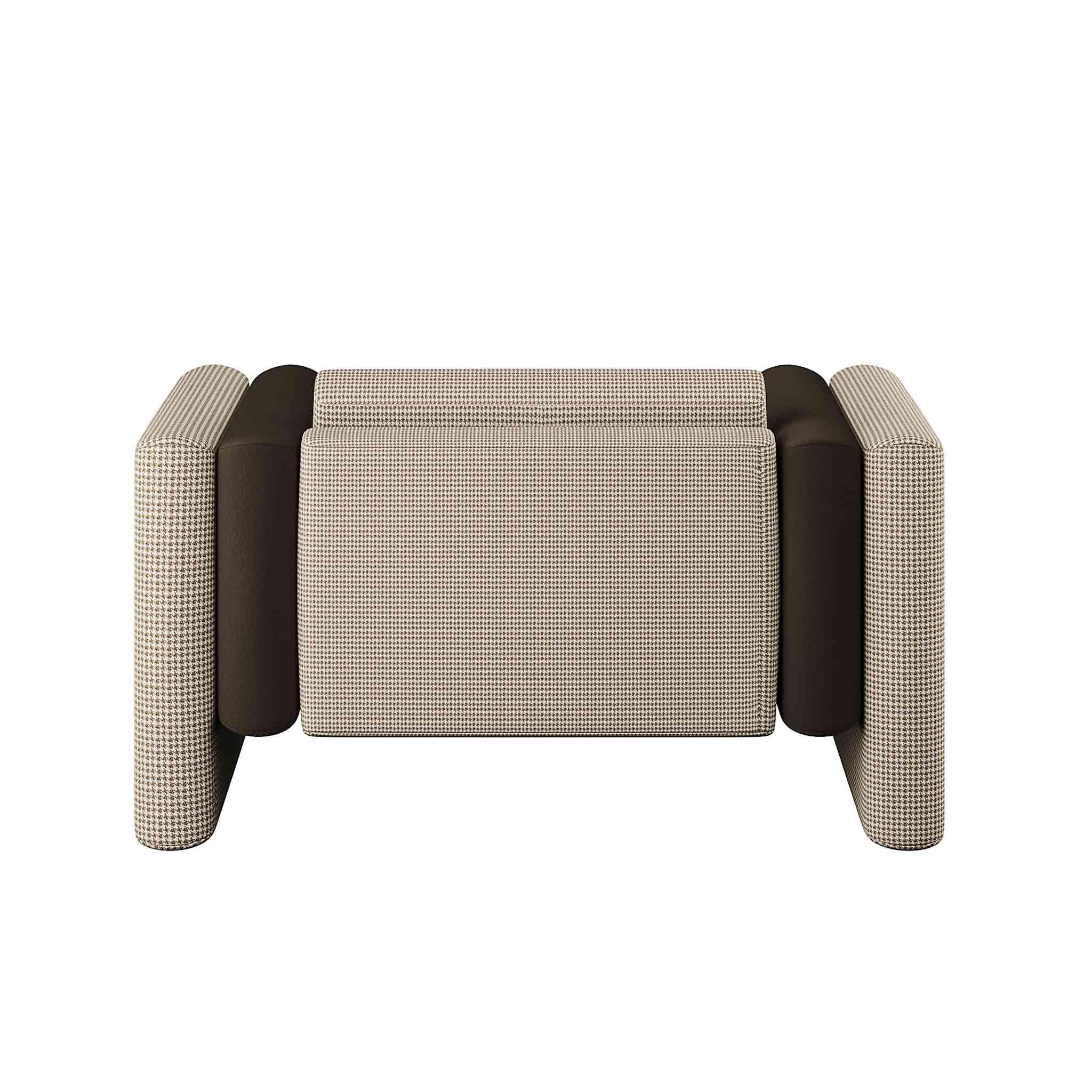 Contemporary Minimal Armchair mit klaren Linien und Tweed-Muster-Polsterung (21. Jahrhundert und zeitgenössisch) im Angebot