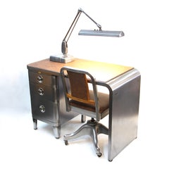 Mid-Century Modern Industrial 3-piece Office Set with Desk by Norman Bel Geddes