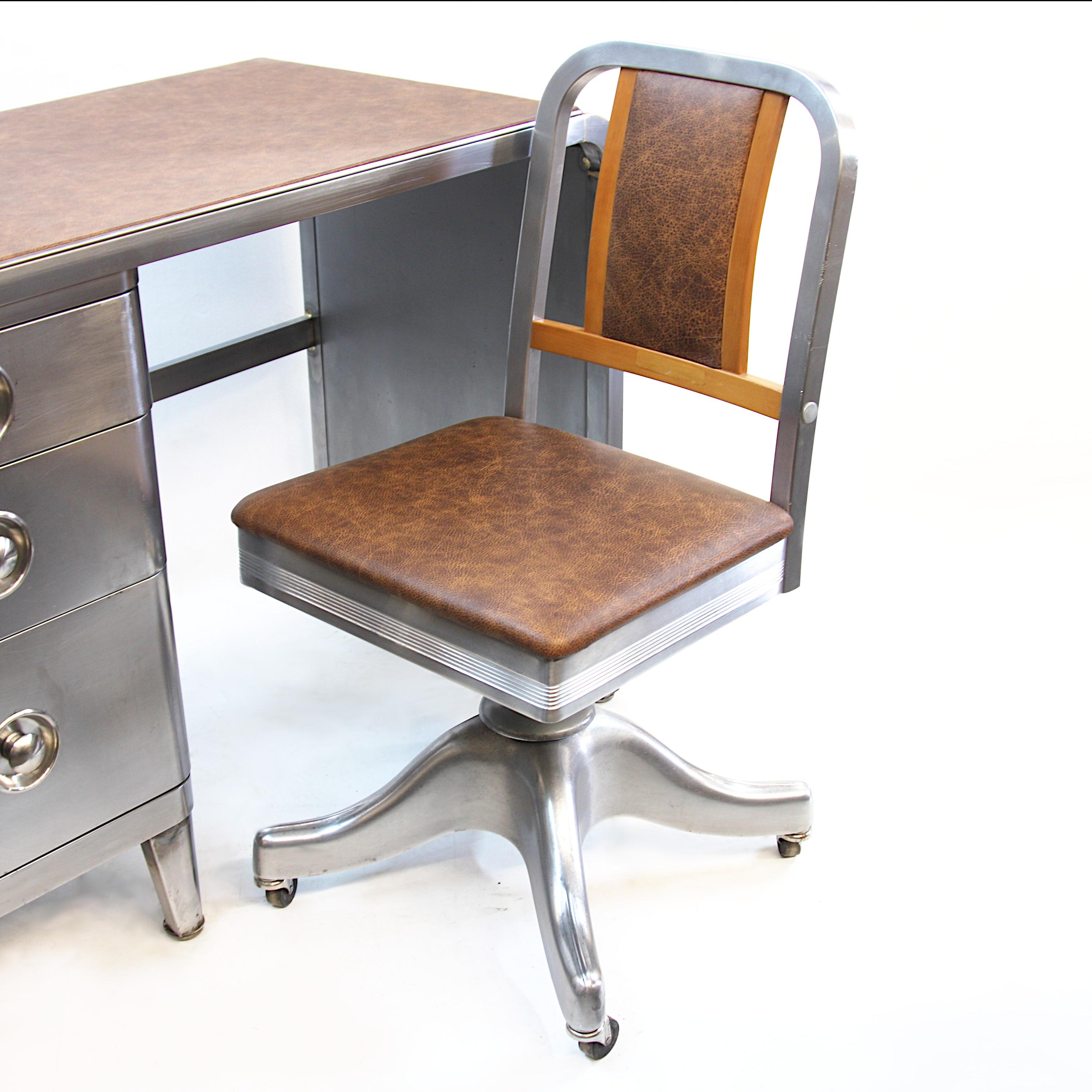 Mid-Century Modern Industrial 3-piece Office Set with Desk by Norman Bel Geddes 2