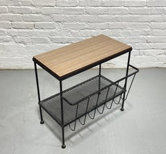 Mid Century Modern Industrial Black Metal Magazine Stand / Side Table, c. 1960's