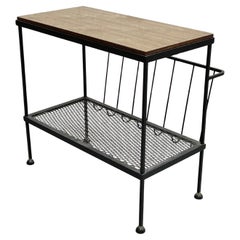 Mid Century MODERN Industrial Black METAL Magazine Stand / Beistelltisch, ca. 1960's