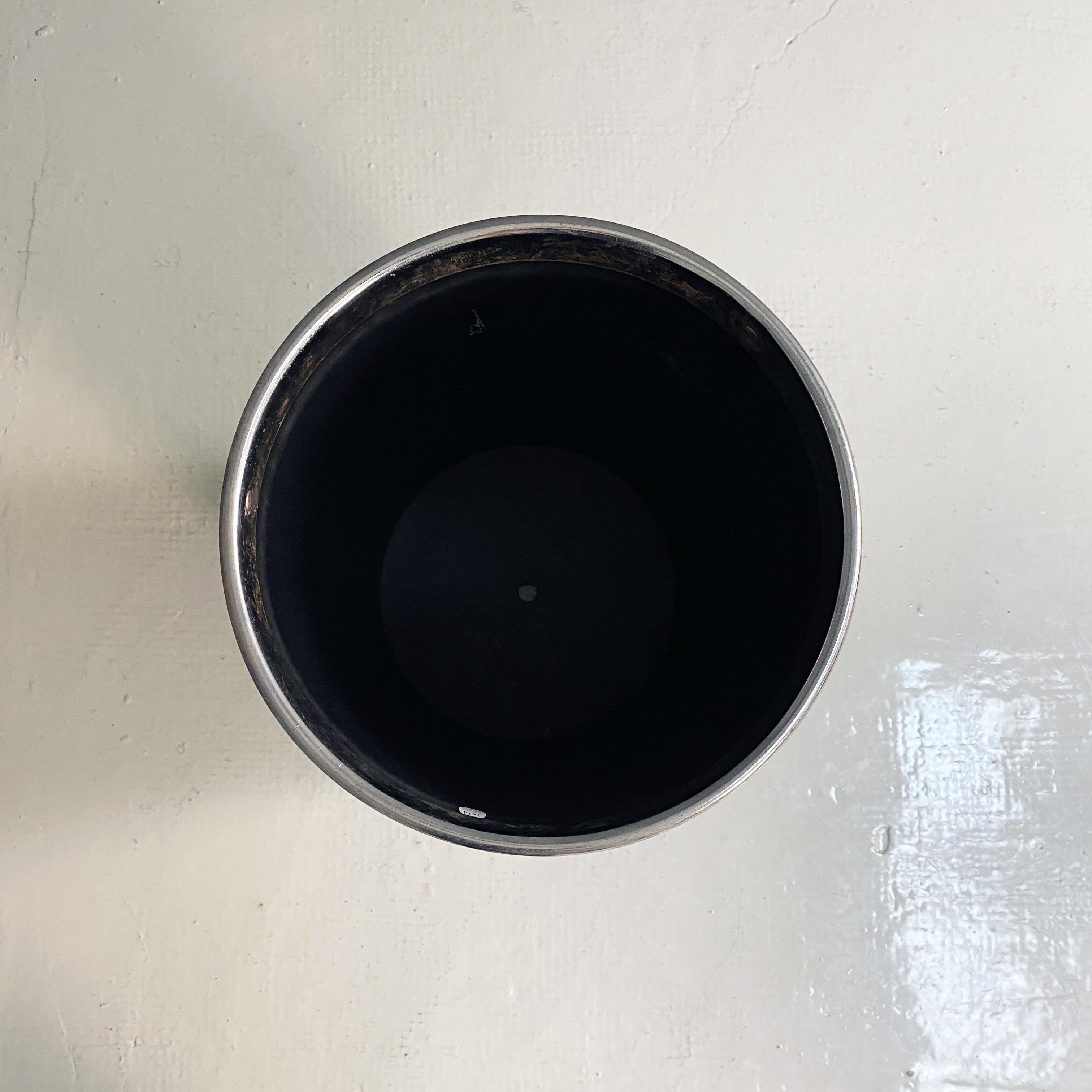 Mid-Century Modern Industrial Black Plastic and Metal Bin by Victor, 1960s 1