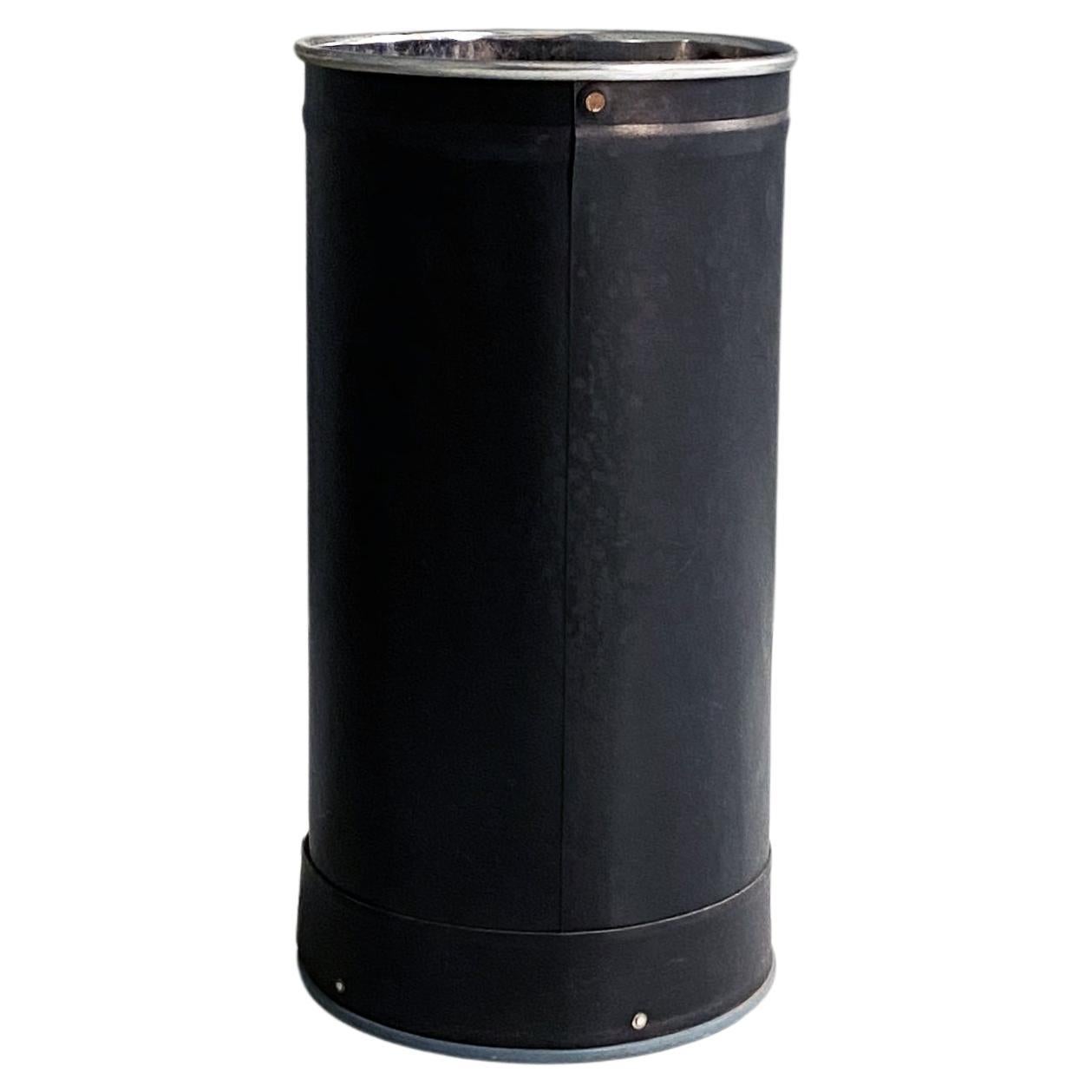 Mid-Century Modern Industrial Black Plastic and Metal Bin by Victor, 1960s For Sale