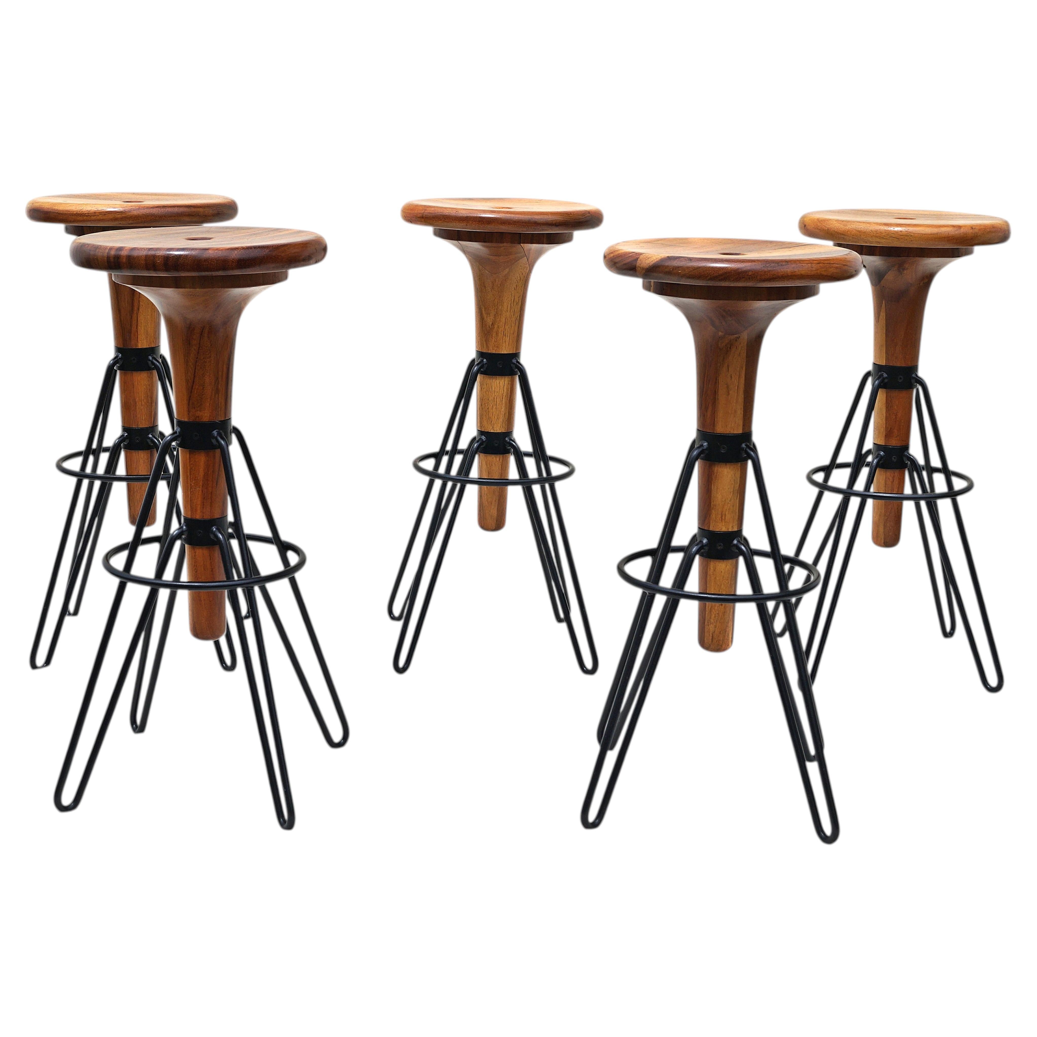 5 Mid Century Modern Industrial Custom Made Barstools Stool Hairpin Legs