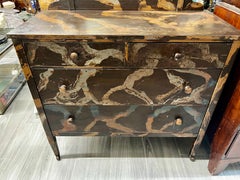 Mid Century Modern Industrial Hand Painted Metal Dresser with Mirror