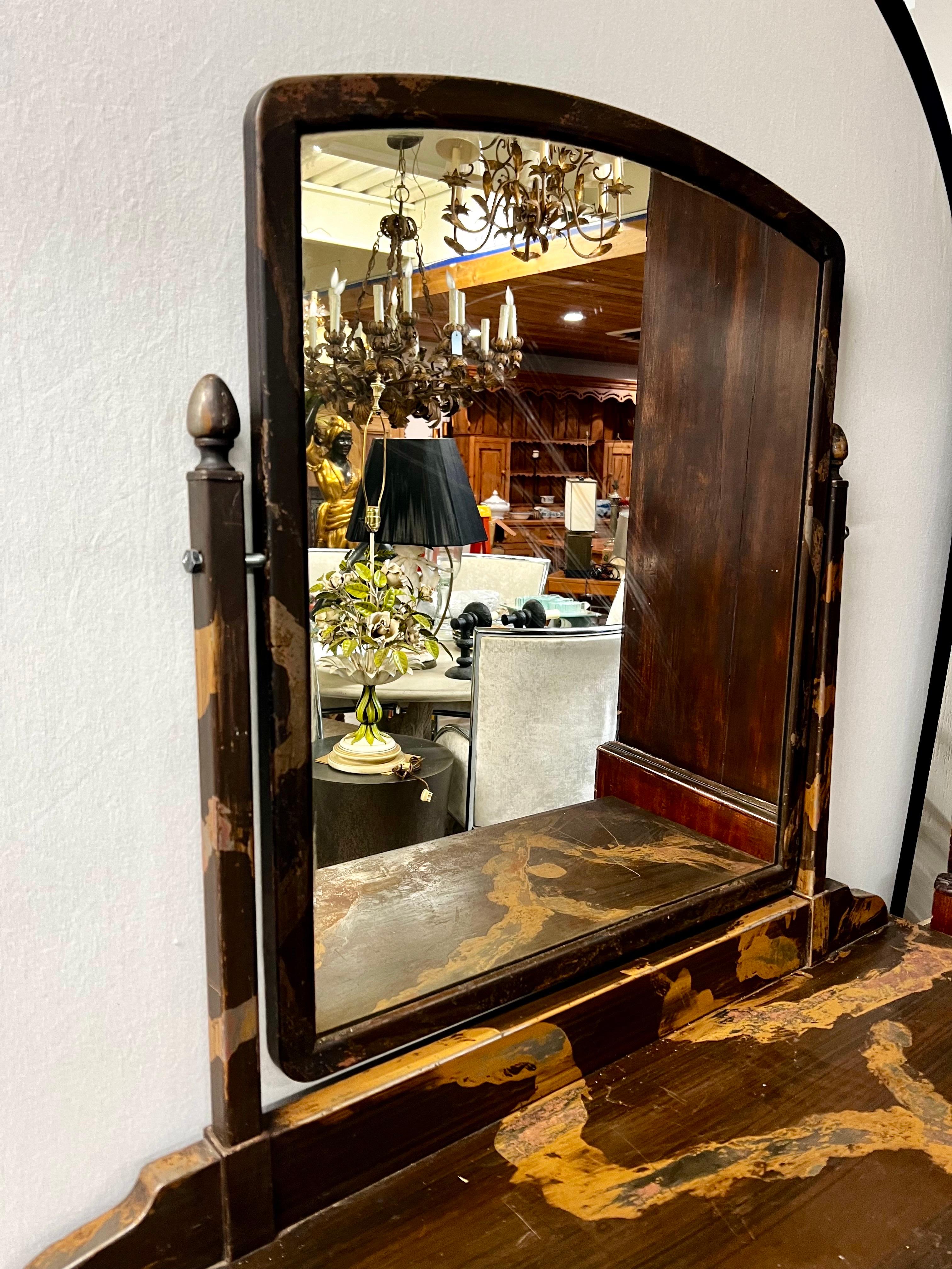 American Mid Century Modern Industrial Hand Painted Metal Dresser with Mirror For Sale