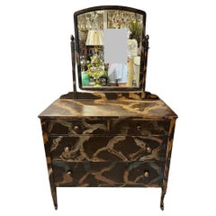 Used Mid Century Modern Industrial Hand Painted Metal Dresser with Mirror