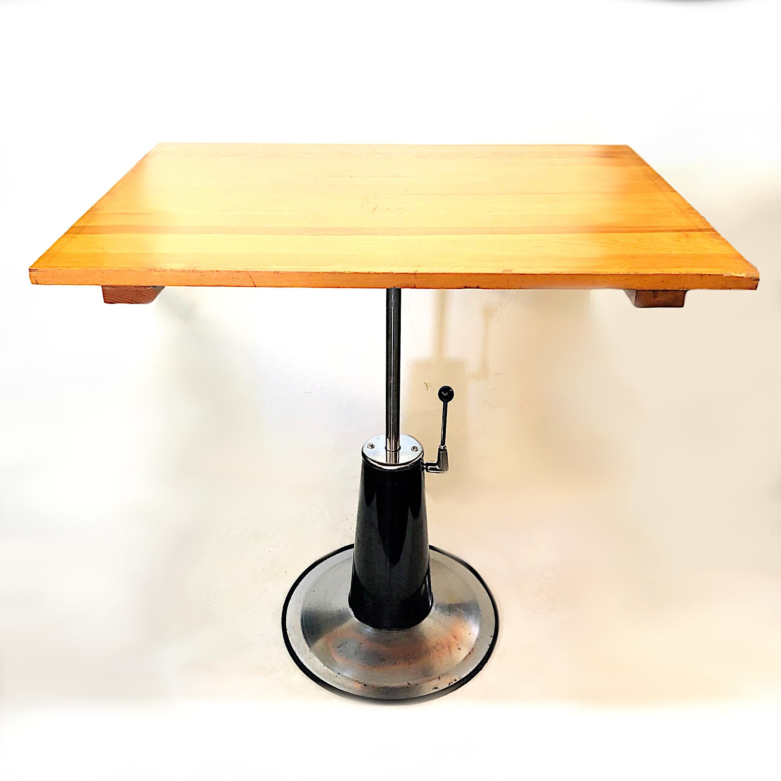 MidCentury Modern Industrial Hydraulic Adjustable Drafting Table by