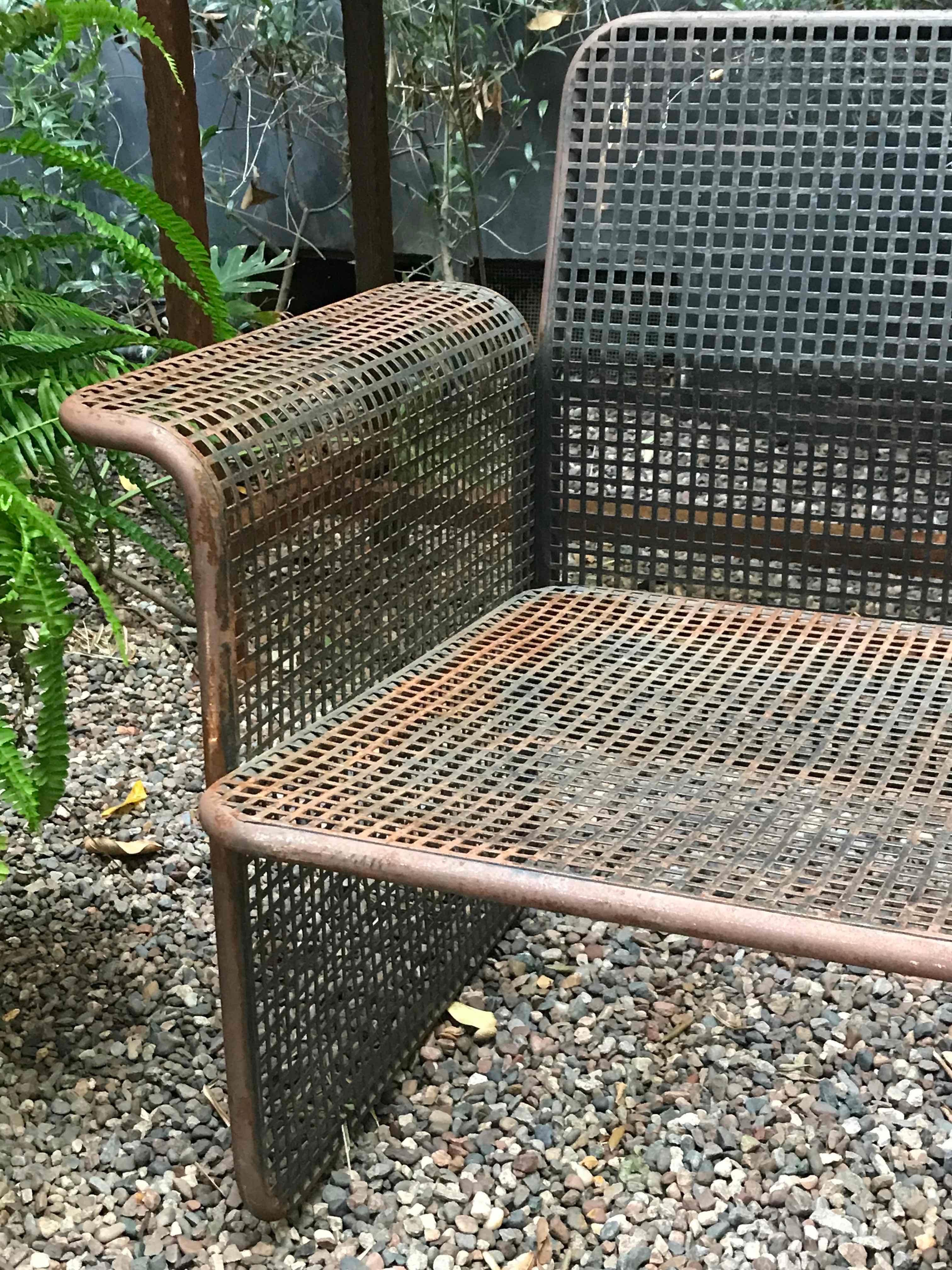 French Mid-Century Modern Industrial Metal Wire Two-Seat Sofa from France