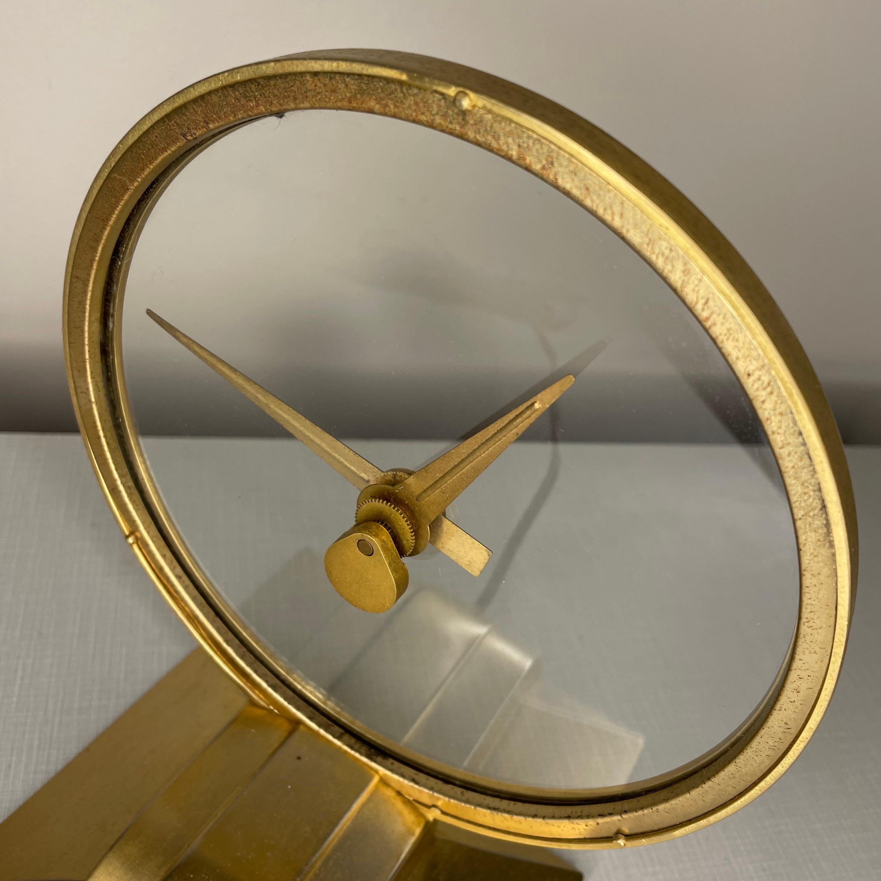 Art Deco Mid-Century Modern Industrial Space Age Jefferson Brass Clock