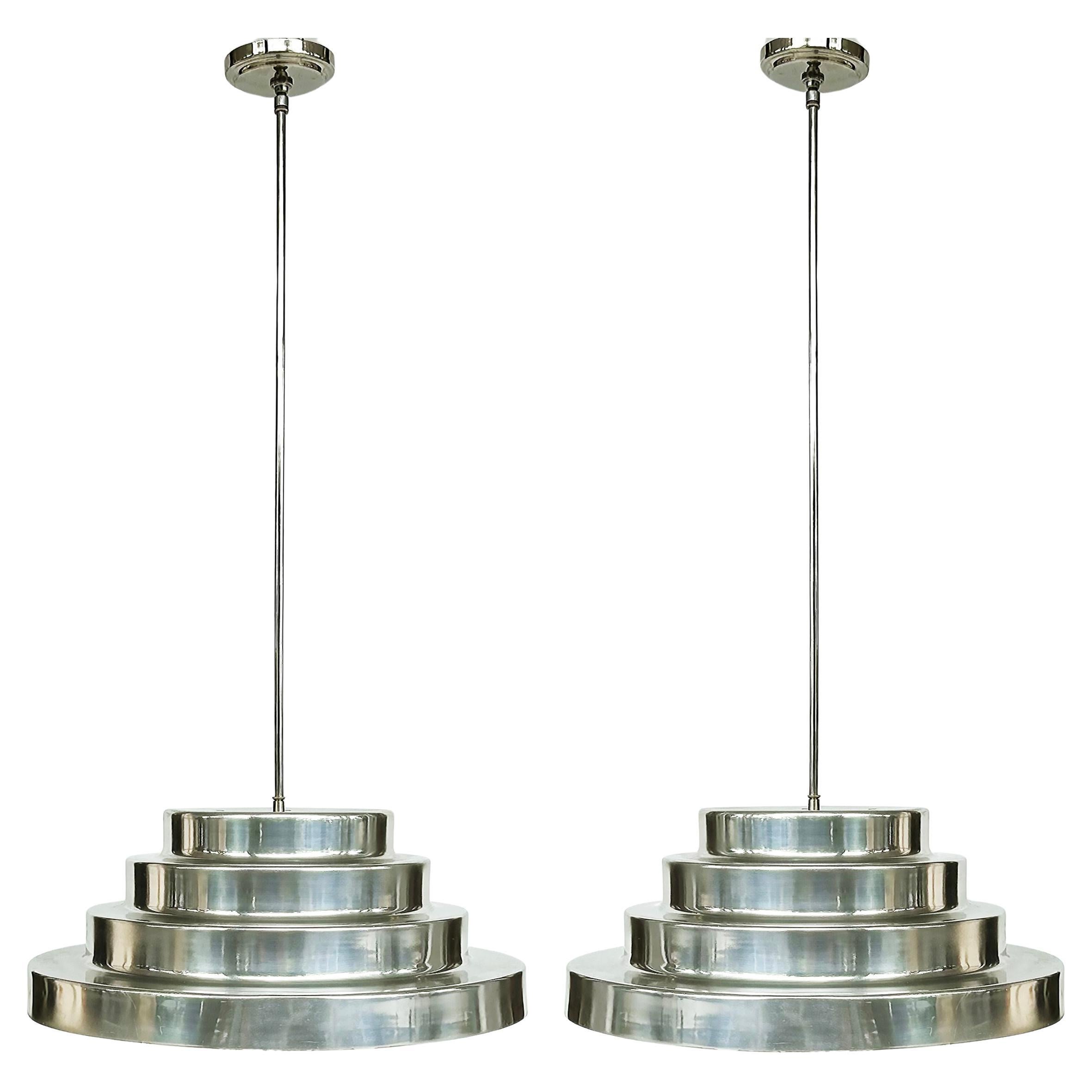 Mid-Century Modern Industrial Style Aluminium-Pendelleuchten aus der Mitte des Jahrhunderts, pro Stück im Angebot