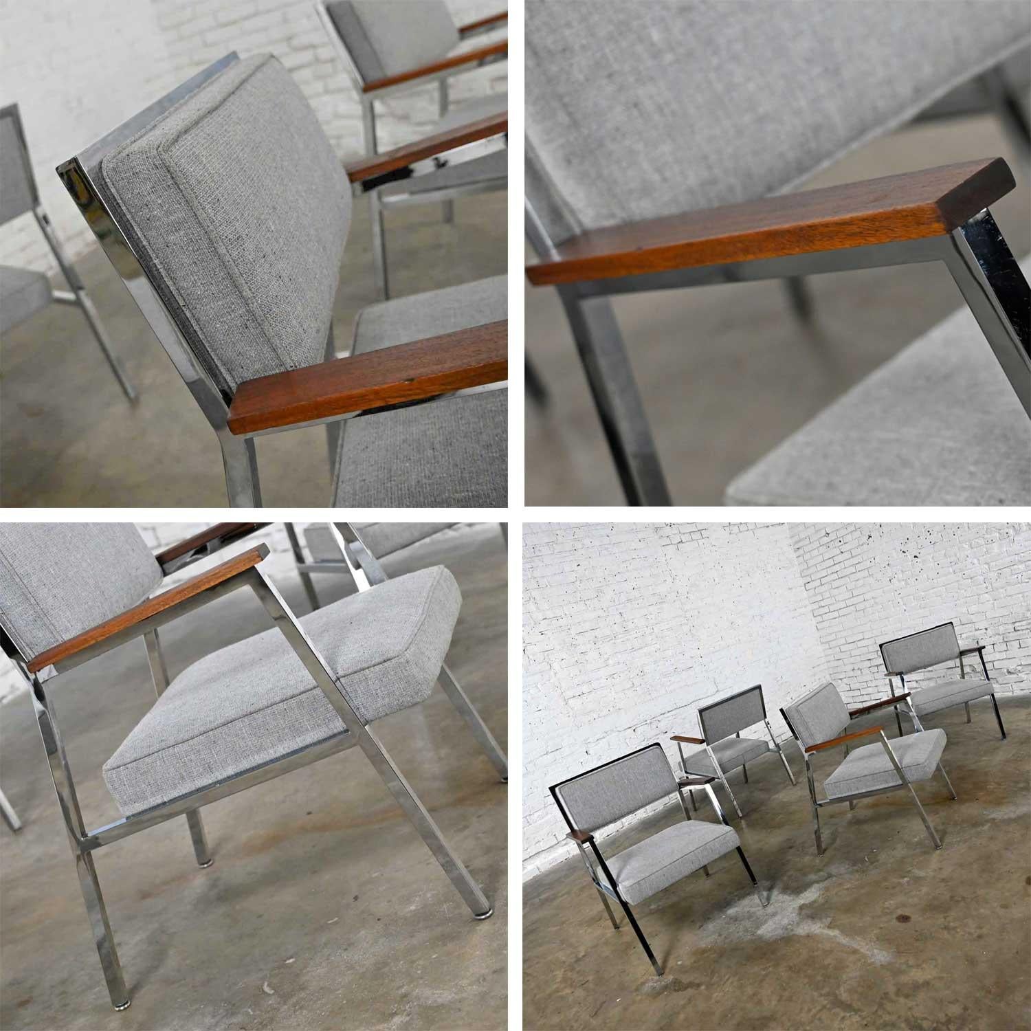 Mid-Century Modern Industrial Style Chrom & Grau Sessel von Steelcase Set 4 im Angebot 6