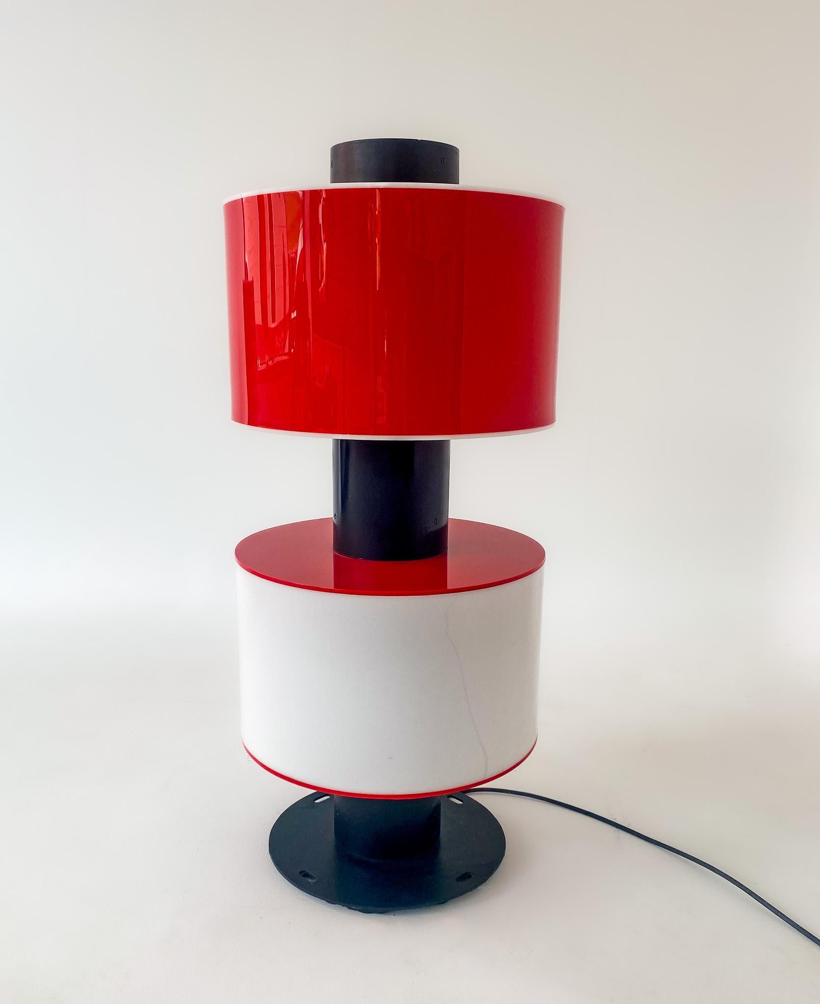 Mid-Century Modern Industrial Style Red White Floor Lamp by Texaco, US, 1970s 4