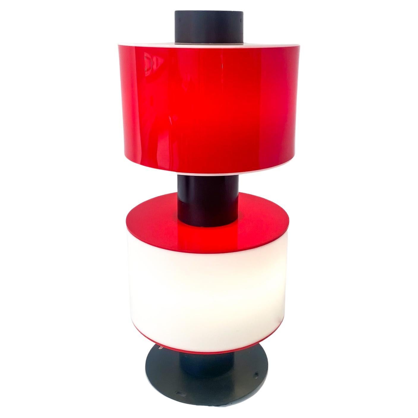 Lampadaire de style industriel moderne du milieu du siècle, rouge et blanc, Texaco, États-Unis, années 1970