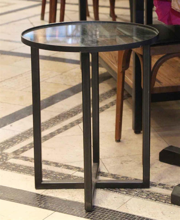 MidCentury Modern Industrial Style Steel and Chicken Wire Glass Side