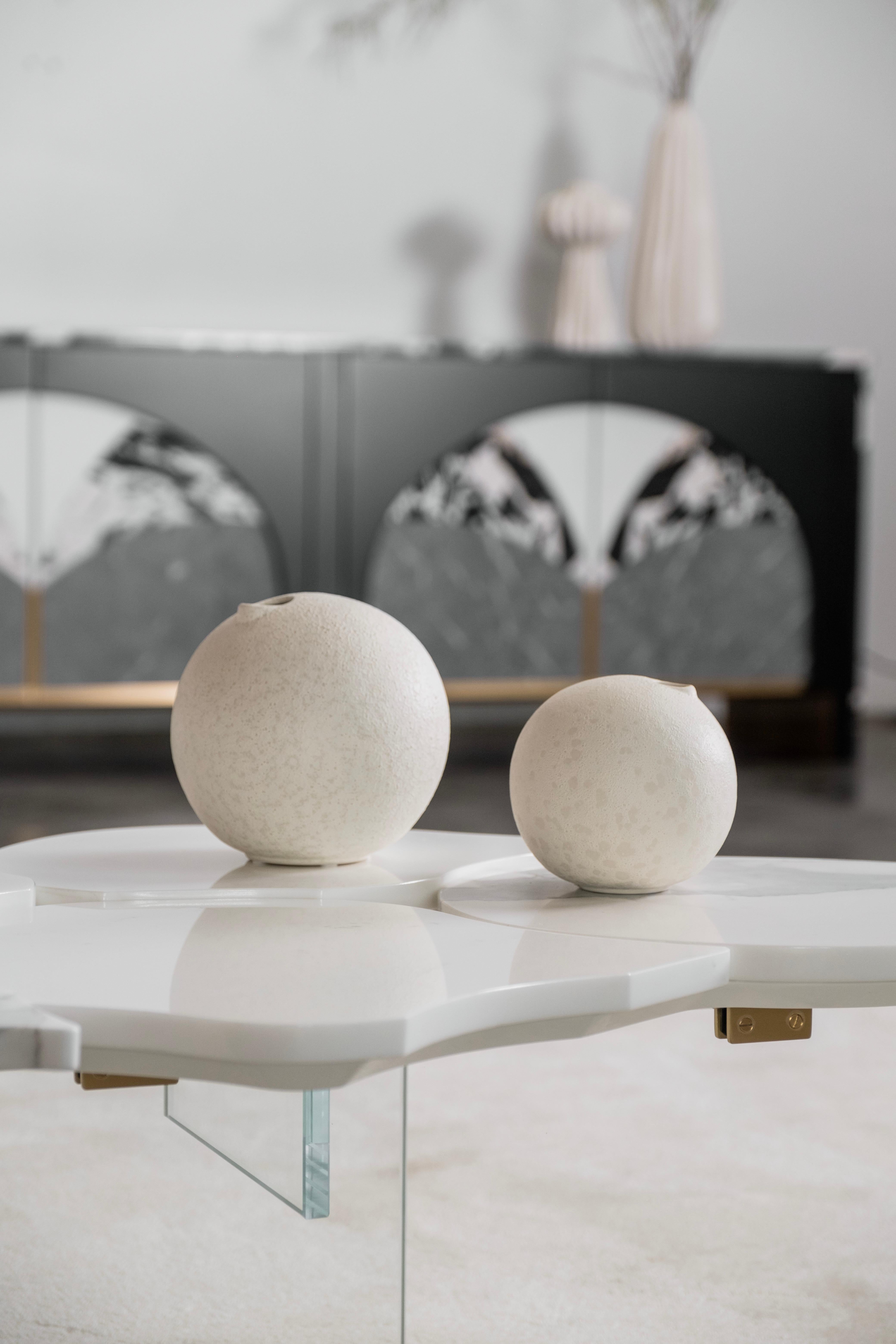Mid-Century Modern Infinity Coffee Table Calacatta Marble Handmade by Greenapple For Sale 6