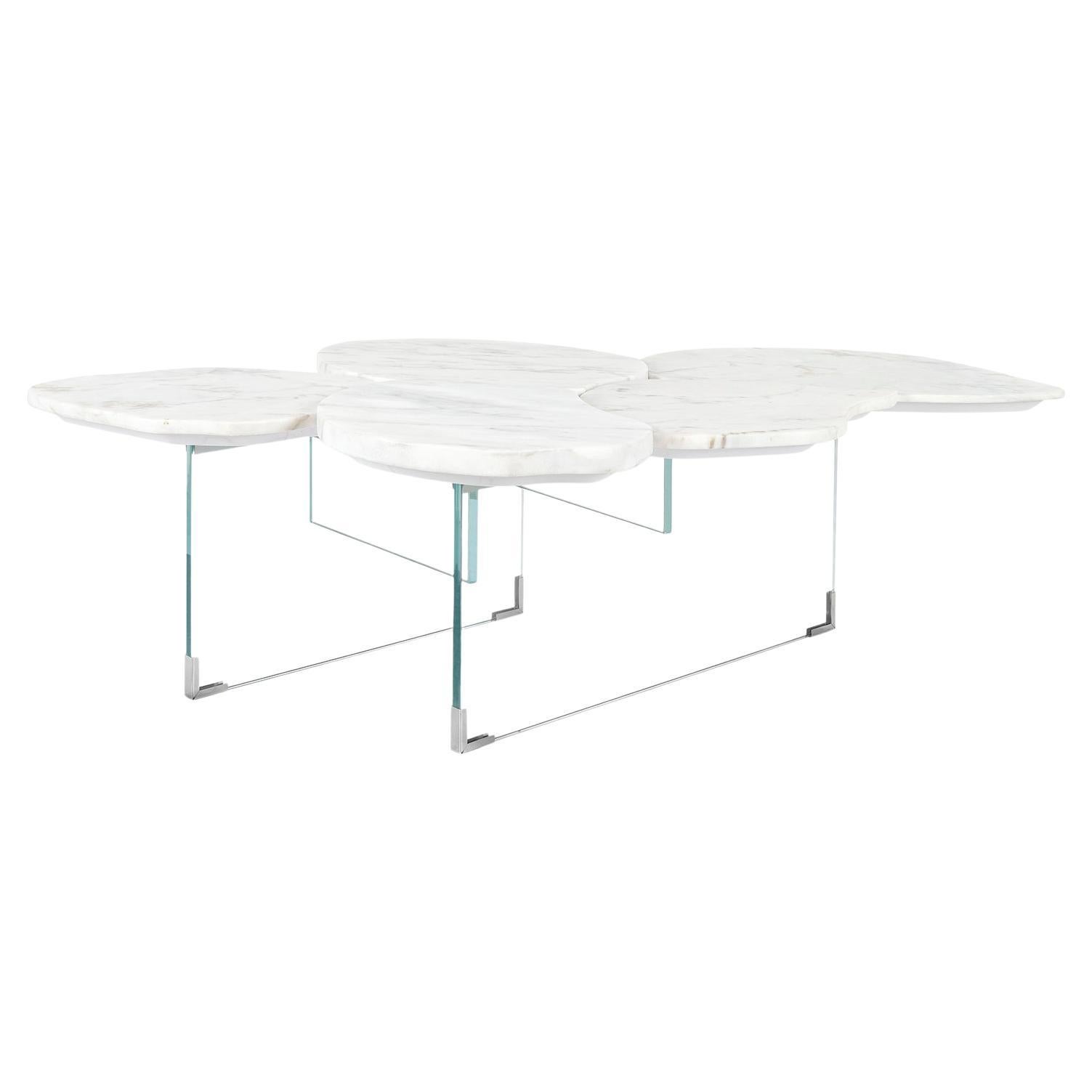 Mesa de centro Infinity moderna de mediados de siglo Mármol Calacatta hecha a mano por Greenapple