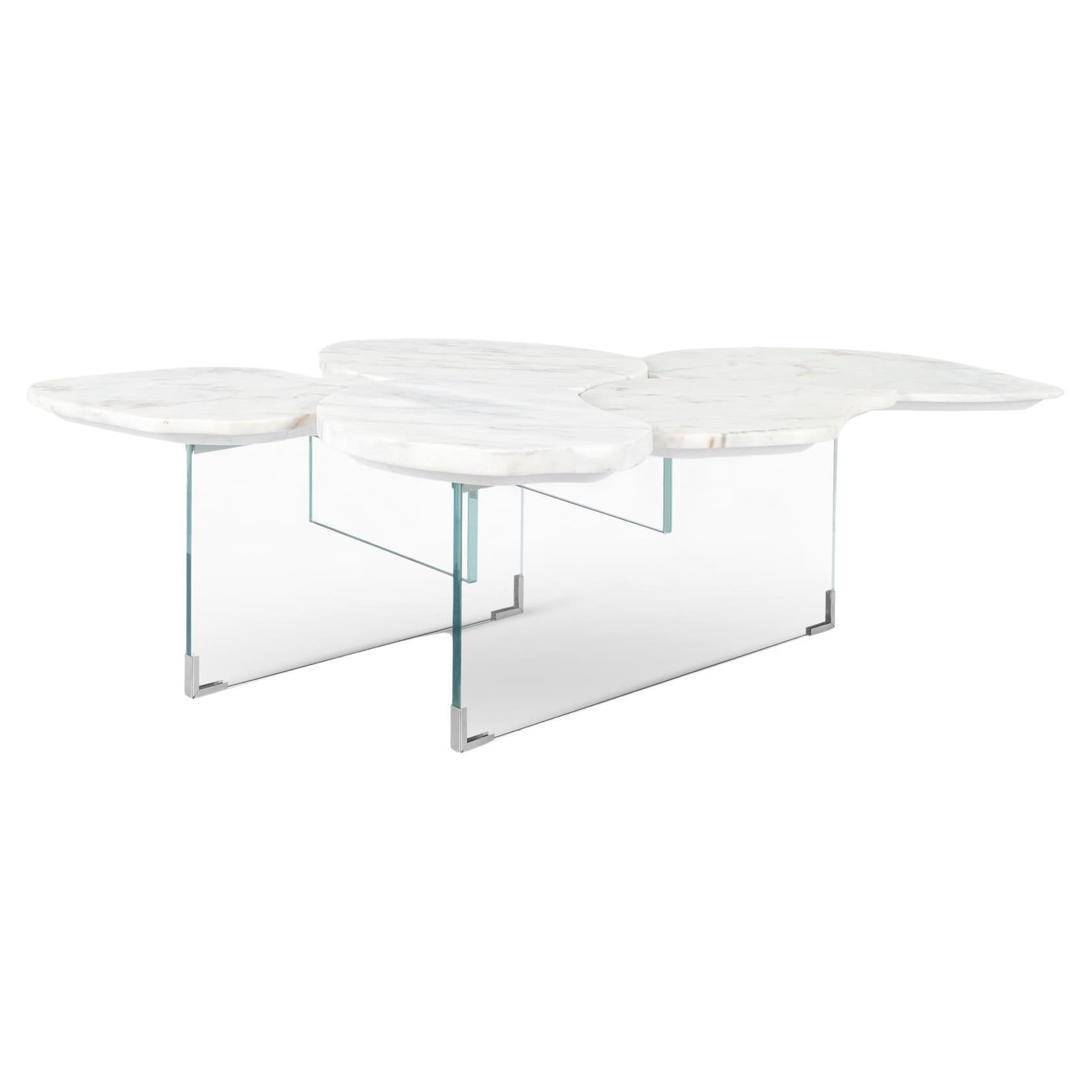 Moderner Mid-Century Modern Infinity Couchtisch aus Calacatta-Marmor, handgefertigt von Greenapple