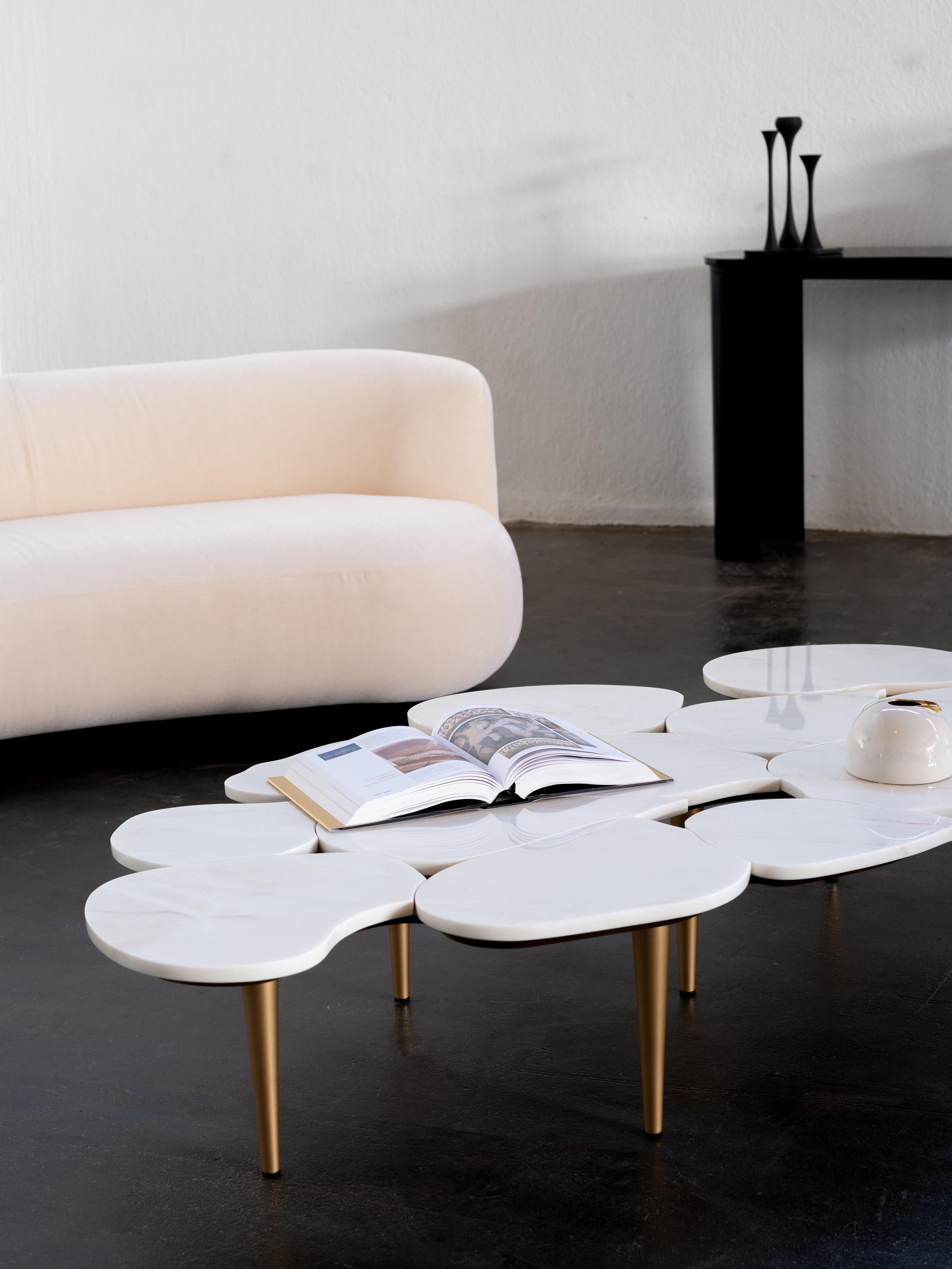 Mid-Century Modern Infinity Coffee Table Rosa Egeo Marble Handmade by Greenapple For Sale 7