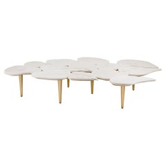 Mid-Century Modern Infinity Coffee Tables, Calacatta Marble, Handmade Greenapple